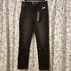 DG2 Diane Gilman Stretch Embellished Skinny Jeans Size 8 NWT